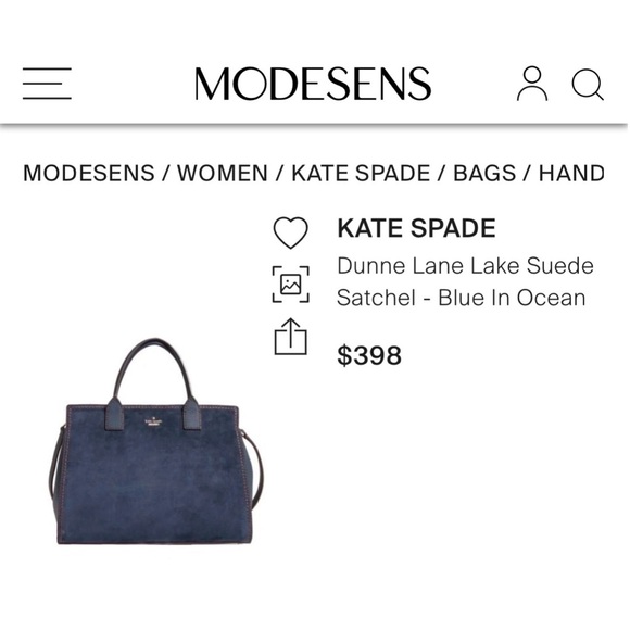 SALE ⭐️ kate spade Dunne Lane Lake Suede Leather Blue Satchel Bag - Picture 3 of 11